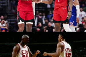 媒體曬圖發(fā)問：杰倫-格林和阿門的組合會(huì)不會(huì)是下一對(duì)喬丹皮蓬？