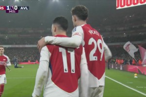 槍手先下一城！特羅薩德傳中馬丁內(nèi)利搶點破門！