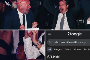 上賽季熱刺輸給曼城送維拉進歐冠，全場狂歡只有沃特金斯沒慶祝