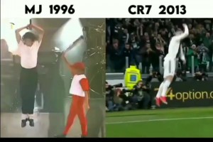 仔細(xì)看！C羅的慶祝動(dòng)作和邁克爾杰克遜的這個(gè)動(dòng)作很相似