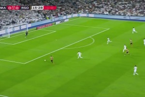 太輕松了！皇社前鋒巴雷內(nèi)切亞單刀破門，皇馬總比分1-1被扳平！