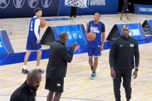 楊瀚森聯(lián)合試訓時的投籃和運球！感覺比以前輕盈了