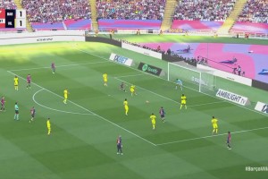 巴薩2-1反超比分！黃潛解圍不遠(yuǎn)，費(fèi)爾明斷球停球凌空斬破門！