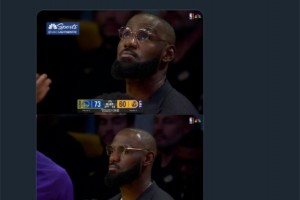 真會來事??！湖人大比分落后，勇士NBC官推曬詹姆斯照片調(diào)侃：決定3.0！